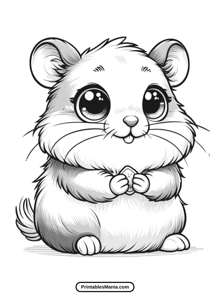 hamster coloring page with a happy expression