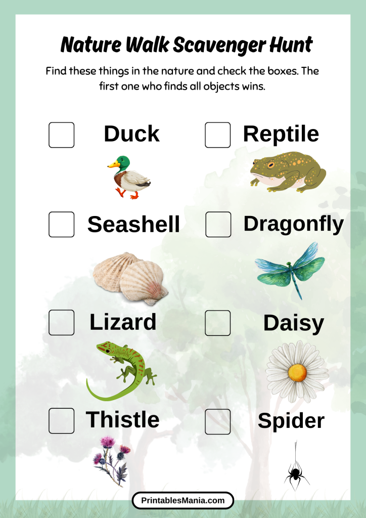 free nature walk activity sheet