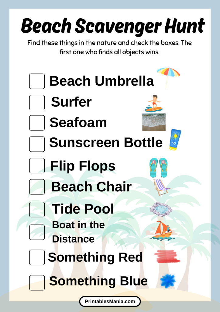 beach scavenger hunt pdf