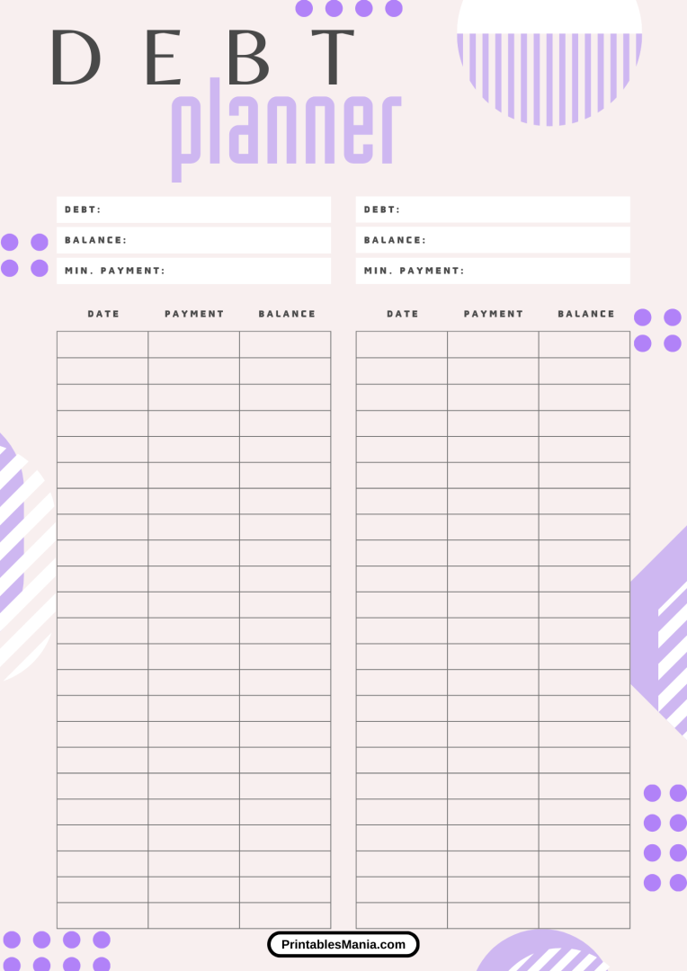 Debt Tracker Printable - Printables Mania