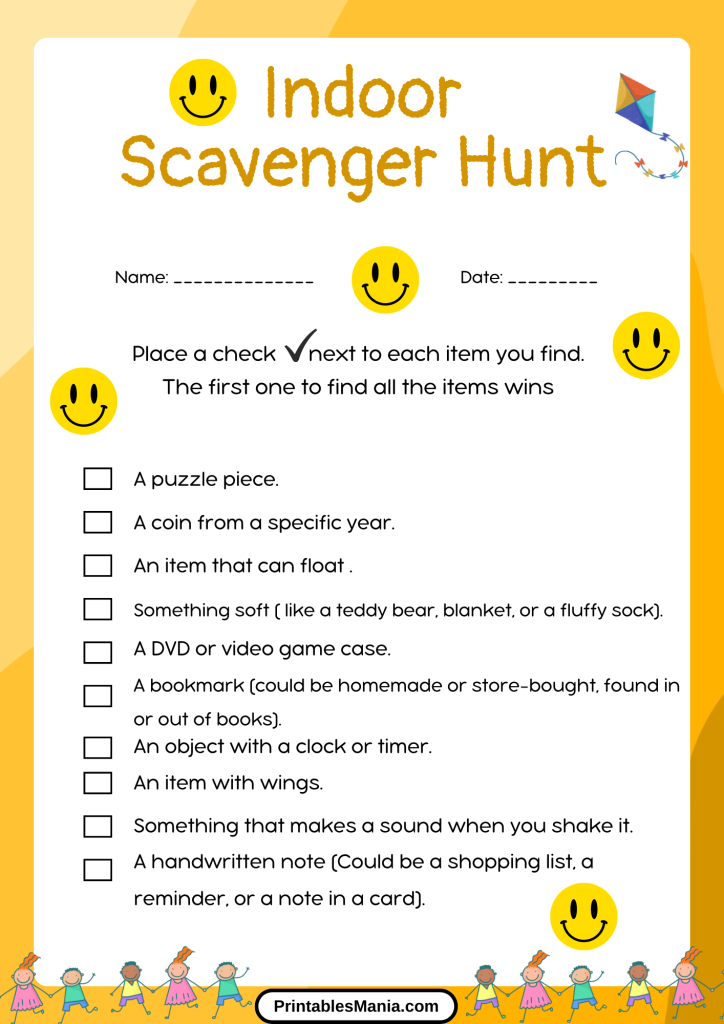 Child-focused Indoor Scavenger Hunt Printables