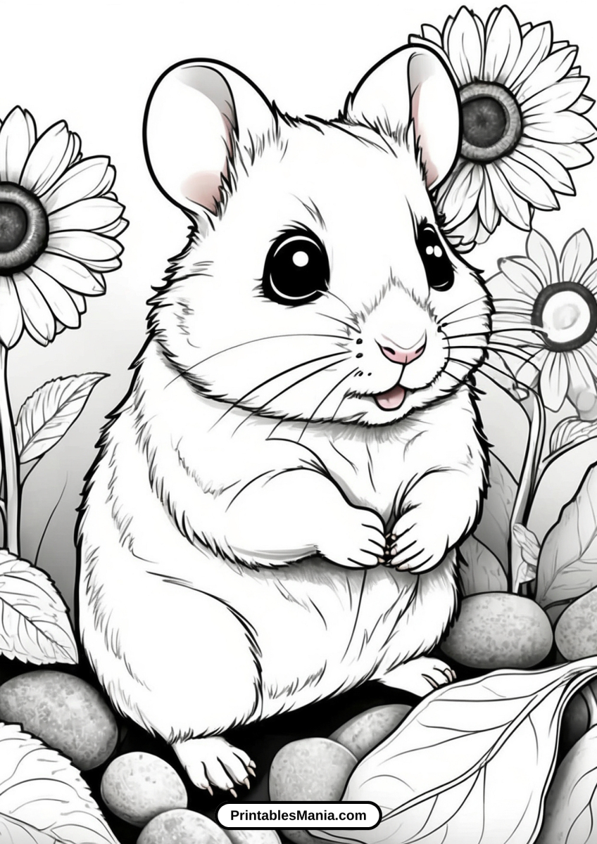 Hamster Coloring Page - Printables Mania