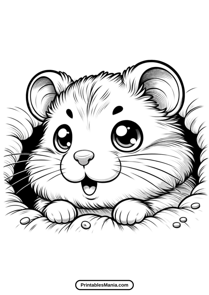 hamster coloring page with a cartoon style