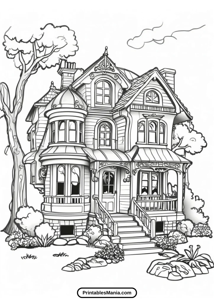 amazing house coloring page