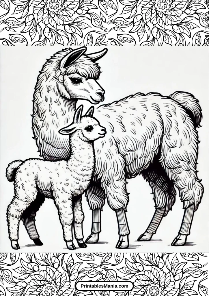 cute printable llama coloring page