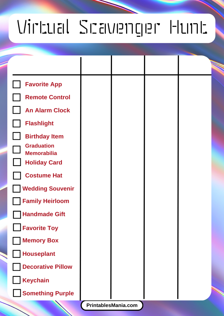 Virtual Scavenger Hunt - Printables Mania