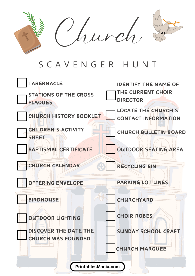 Church Scavenger Hunt Printables Mania