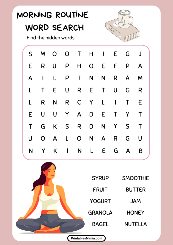 interactive morning routine word search for classroom activities