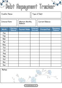 Debt Tracker Printable - Printables Mania