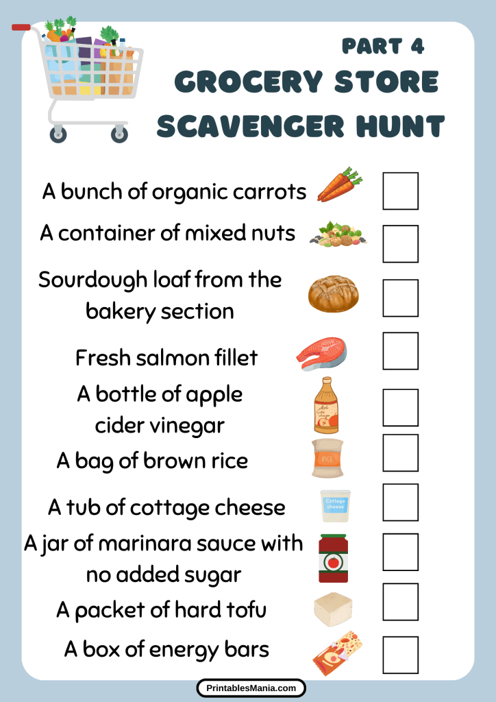 Grocery Store Scavenger Hunt Printable