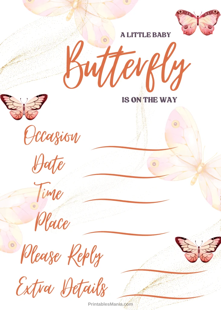 Colorful Butterfly Baby Shower Invitation With Cheerful Design