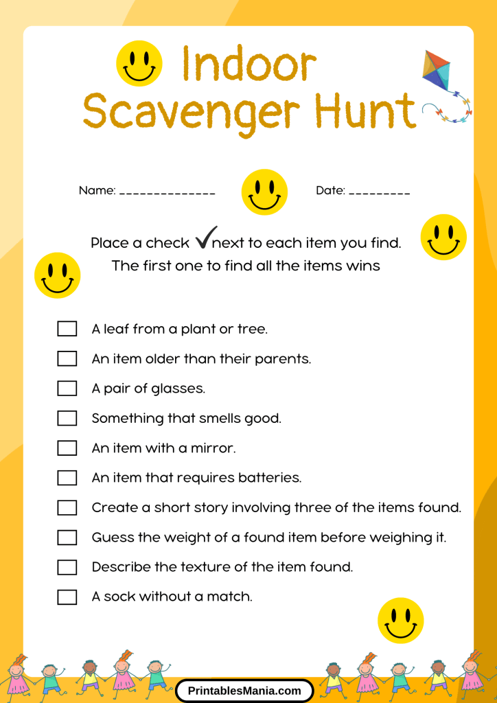 Indoor Scavenger Hunt For Kids - Printables Mania