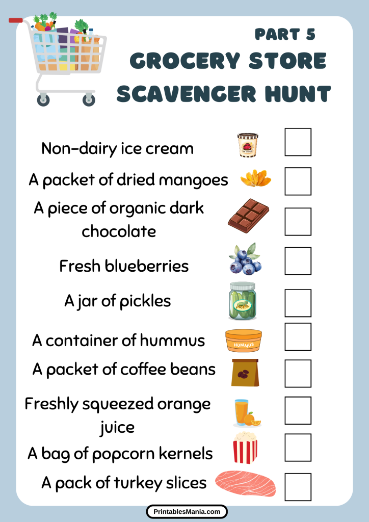 Printable Scavenger Hunt List For A Grocery Store Hunt