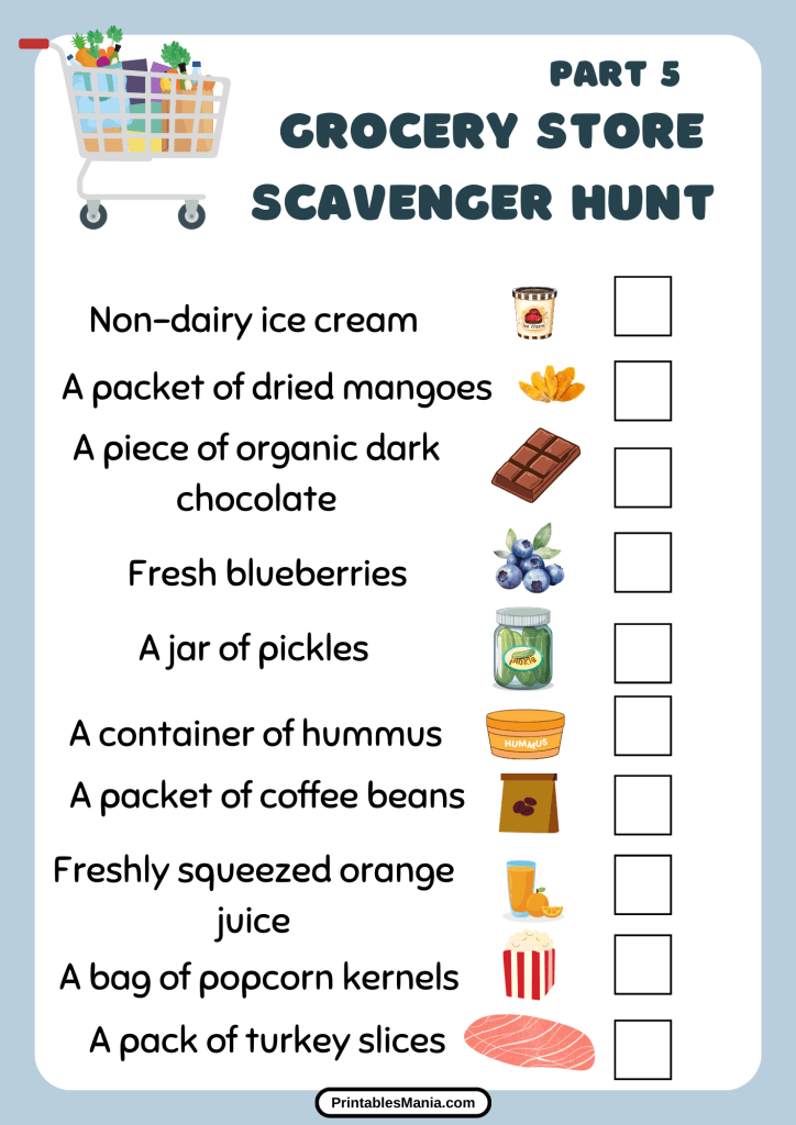 Printable Scavenger Hunt List For A Grocery Store Hunt