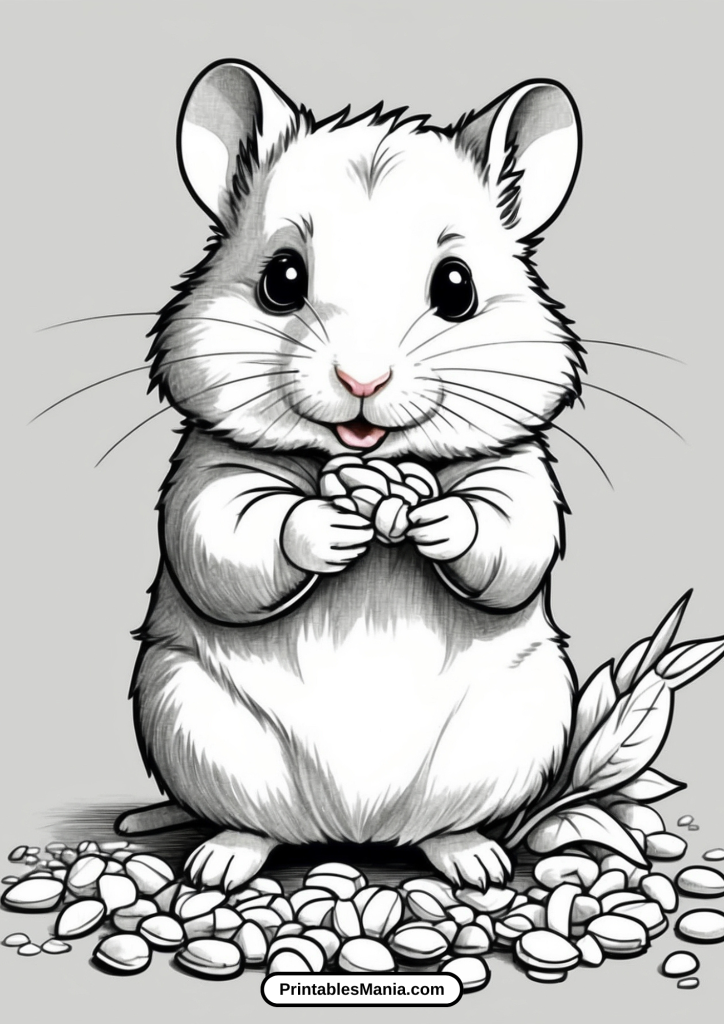 realistic hamster coloring page for nature lovers