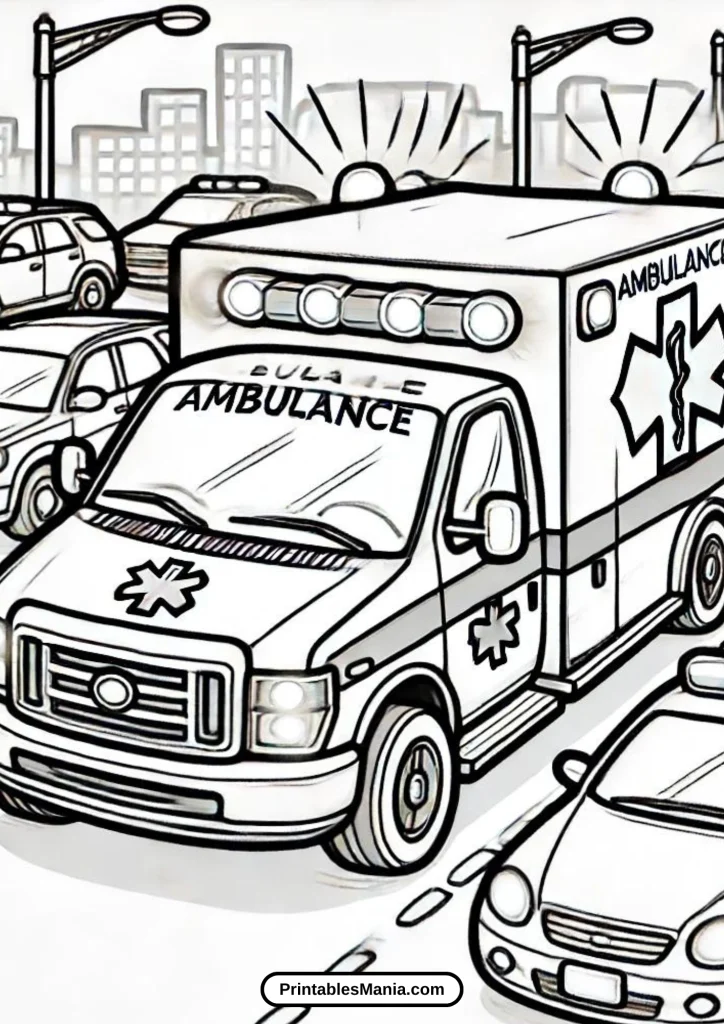 ambulance car coloring pages