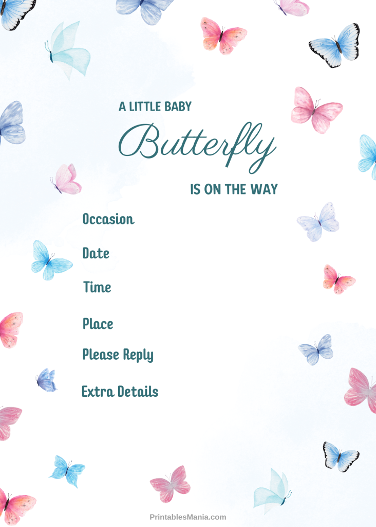 Chic Butterfly Baby Shower Invitation With Minimalist Design