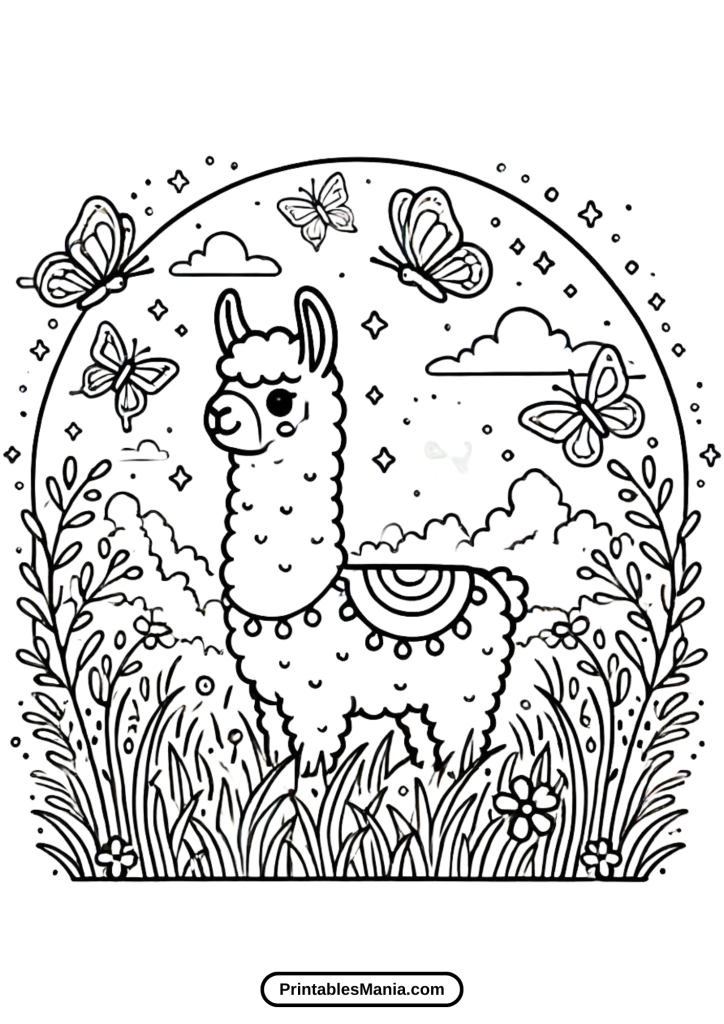 llama coloring page pdf