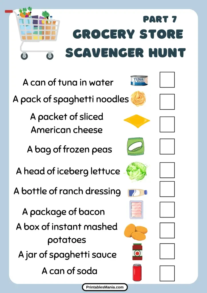 Kids Exploring Aisles With A Grocery Store Scavenger Hunt Printable