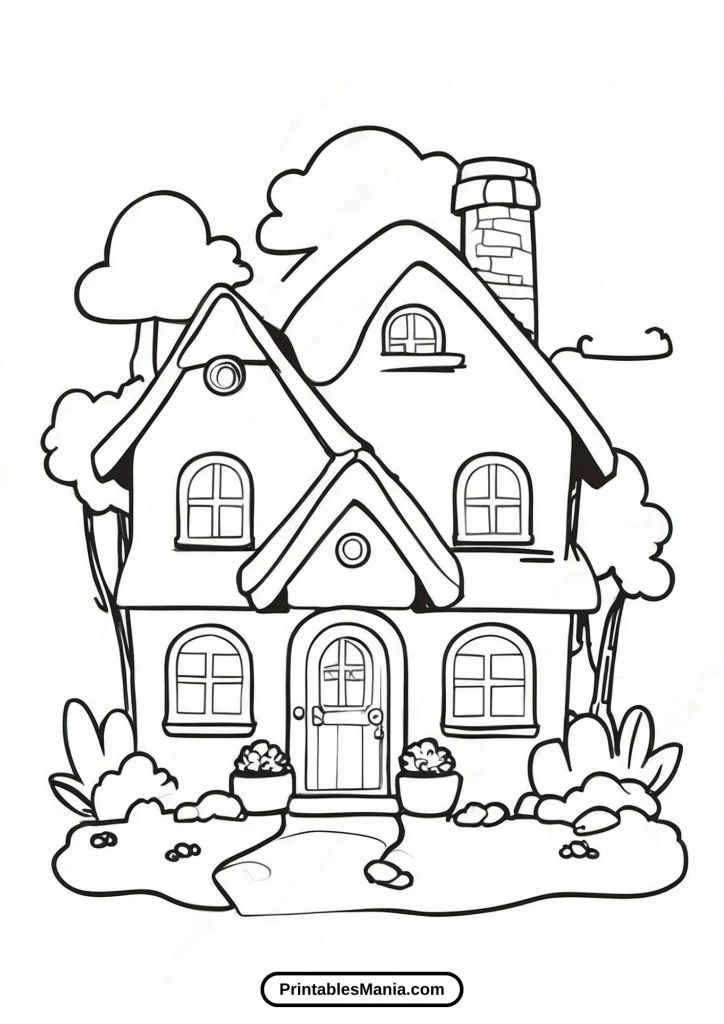 coloring page of a house