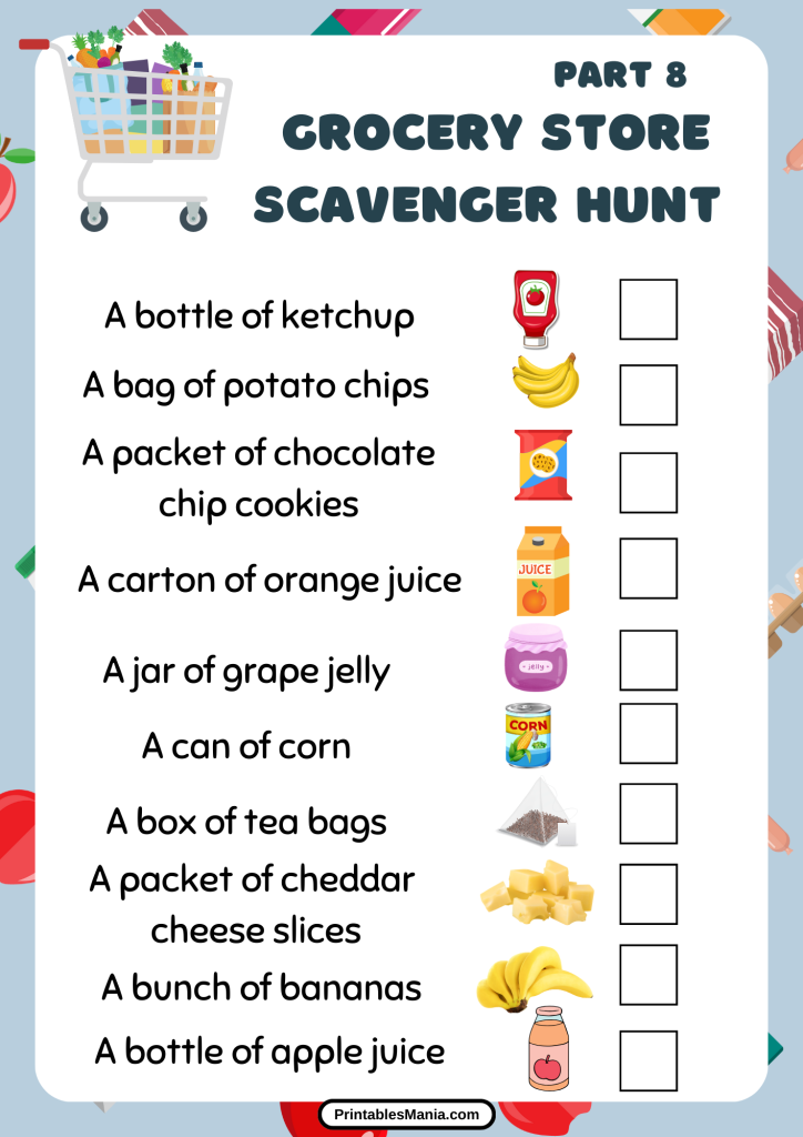 Grocery Store Scavenger Hunt Free