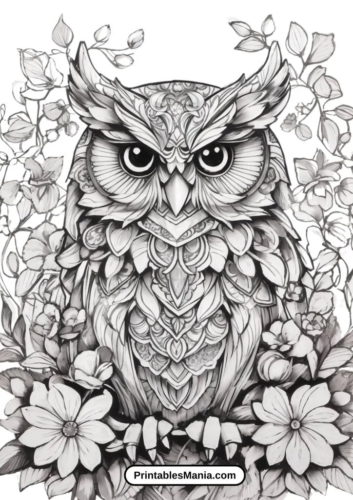 owl coloring pages for adults