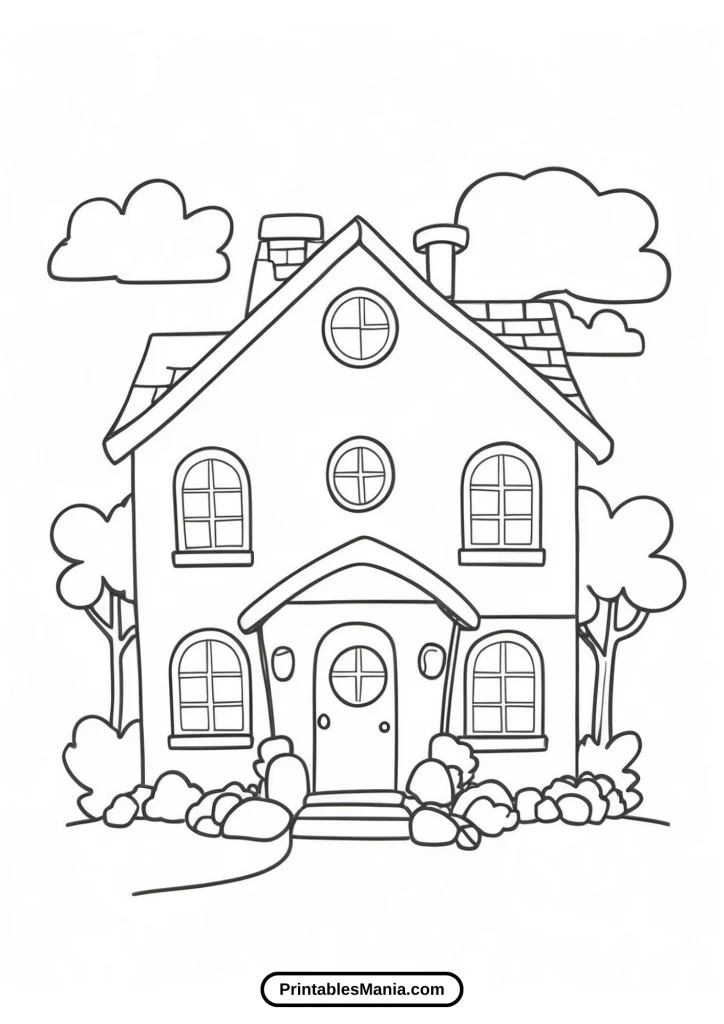 printable coloring page house