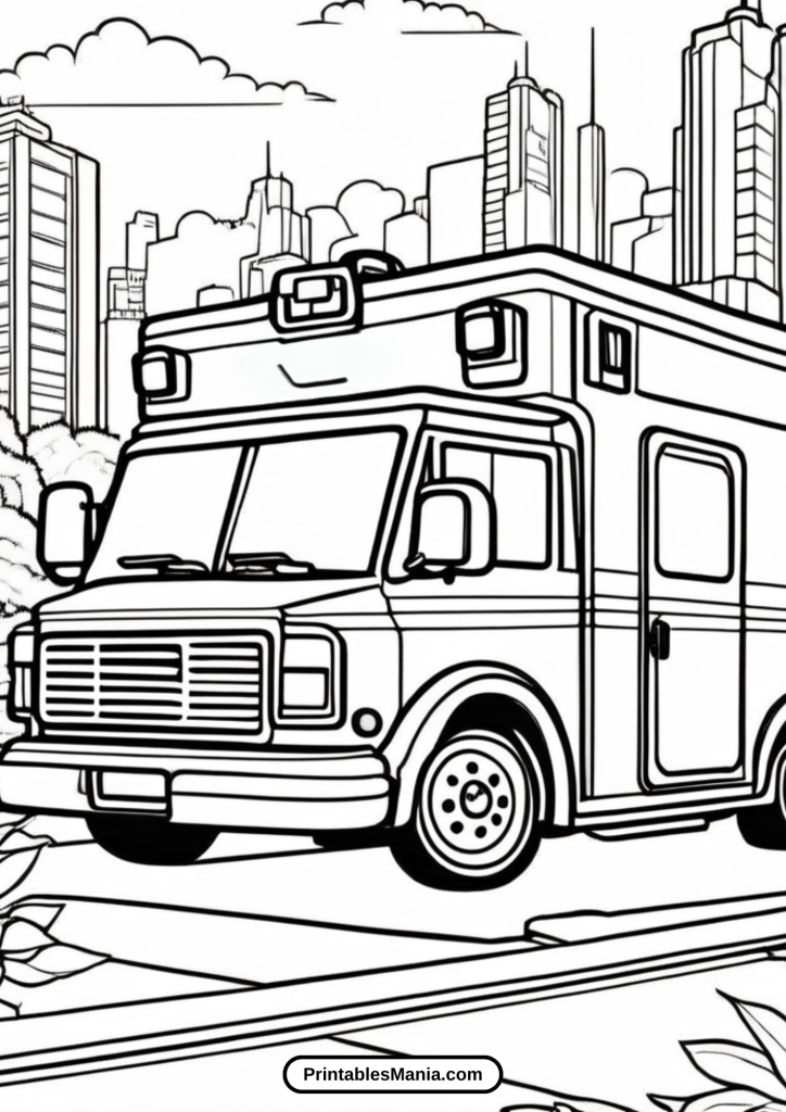 ambulance colouring page