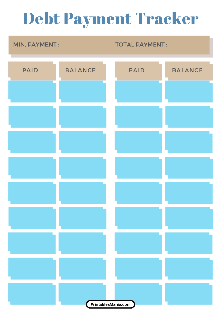 simple debt tracker printable