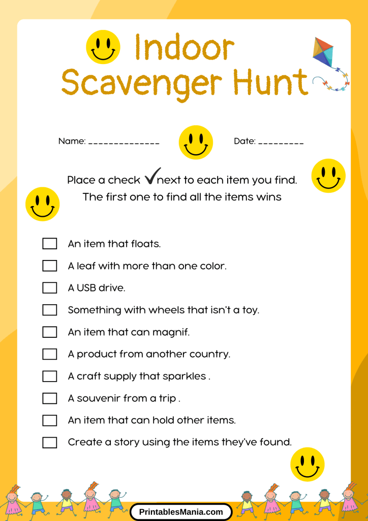 Parents Guiding Kids Through An Indoor Scavenger Hunt With Printables