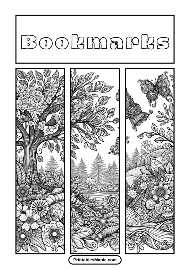 Floral Bookmarks Coloring Pages For Relaxation