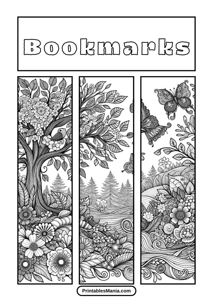 Floral Bookmarks Coloring Pages For Relaxation