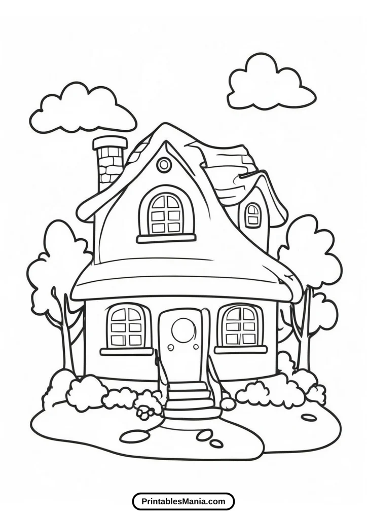 easy house coloring pages