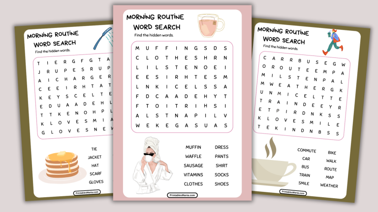 Morning Routine Word Search - Printables Mania