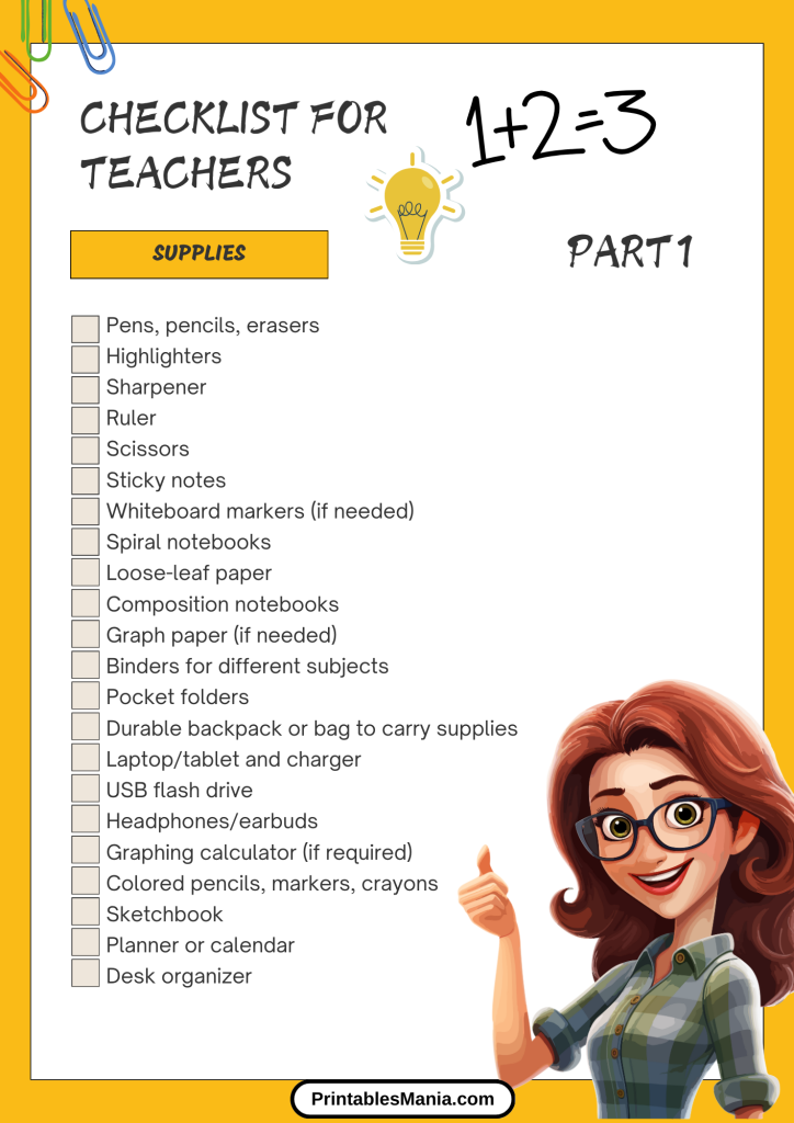 back to school checklist for teachers