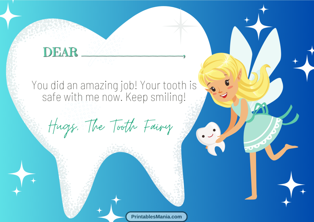 customizable tooth fairy letter PDF