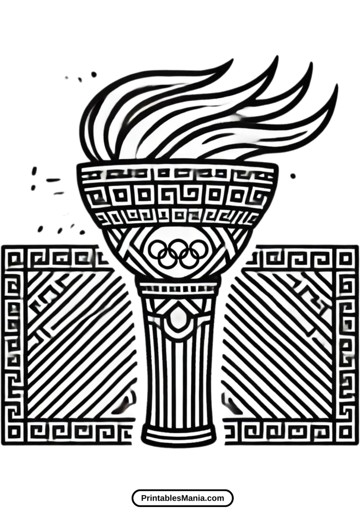 modern olympic torch coloring page design