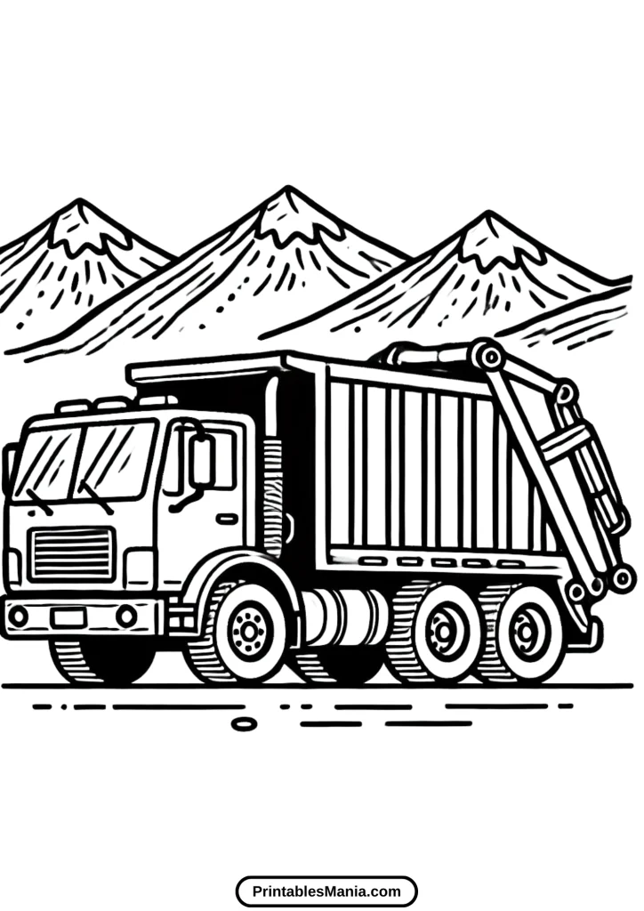 garbage truck coloring page pdf