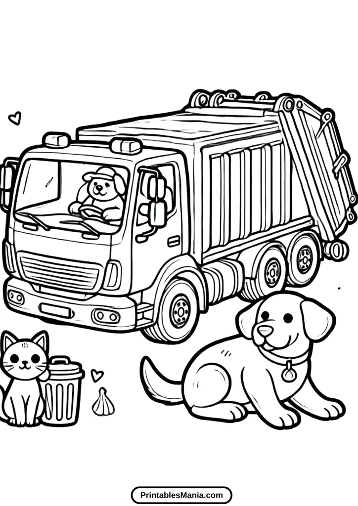 garbage truck coloring page printable free