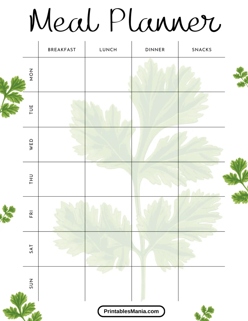 printable meal planner PDF for weekly planning