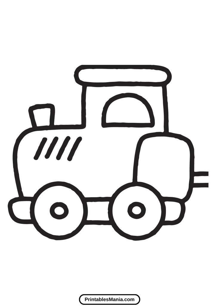 locomotive coloring page with simple details for preschoolers