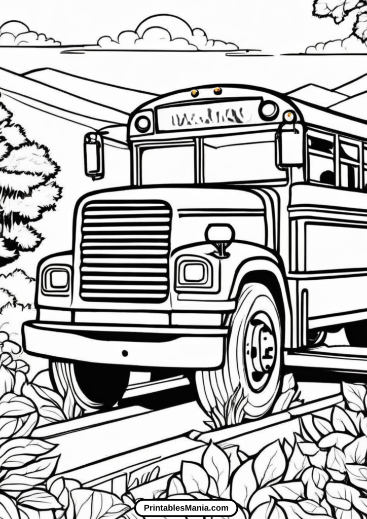 cartoon school bus coloring page