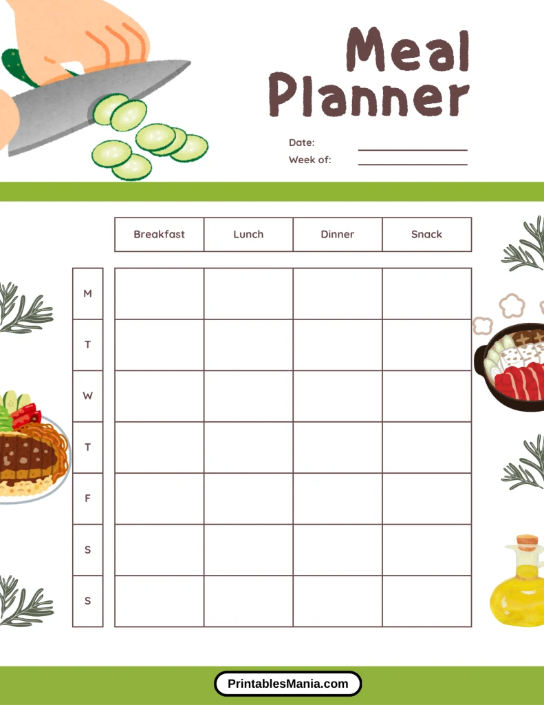 downloadable meal planner template for easy organization