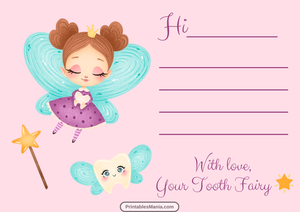 magical tooth fairy letter for children