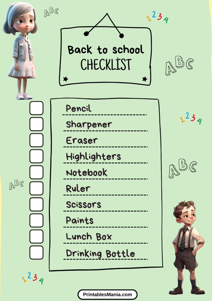 detailed back to school checklist