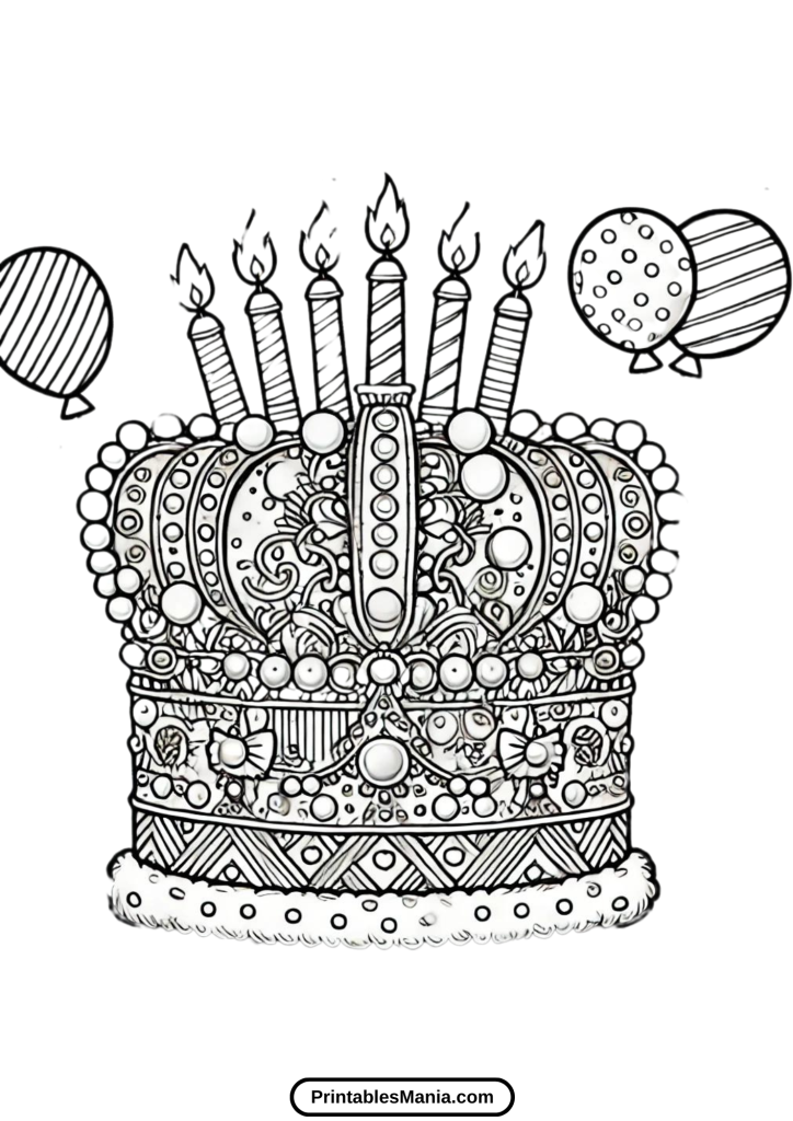 birthday party crown coloring page