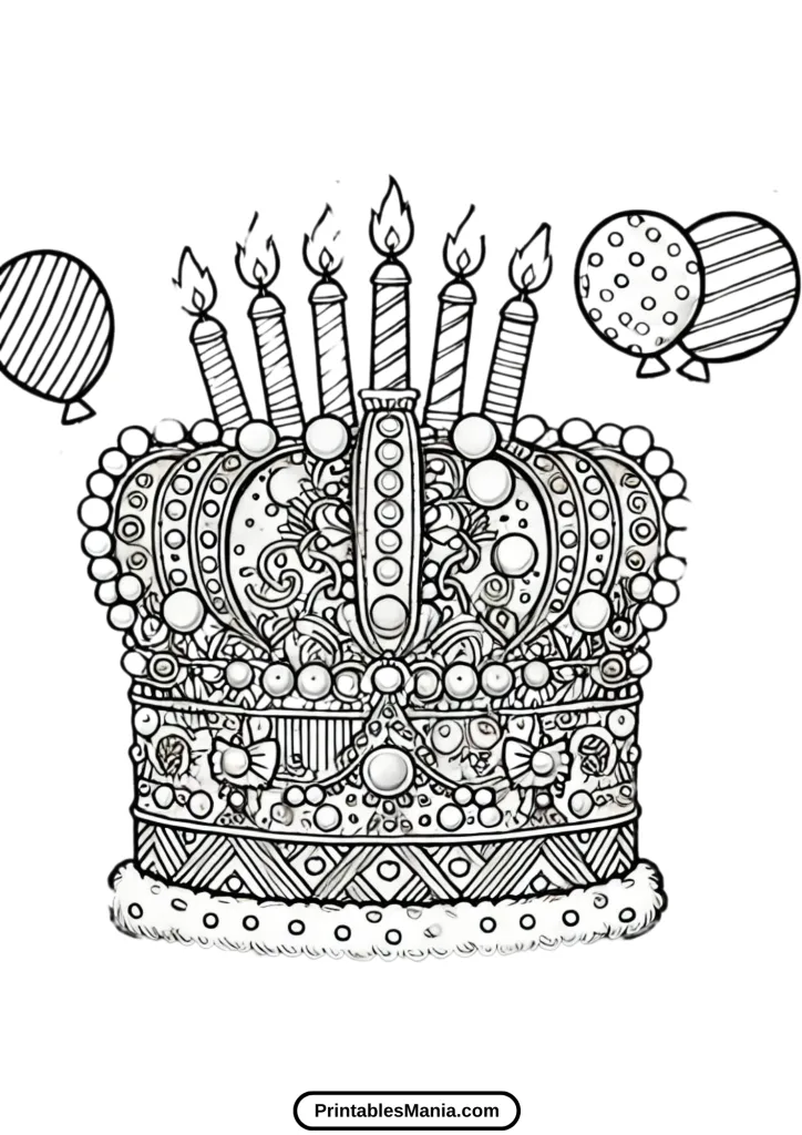 birthday party crown coloring page