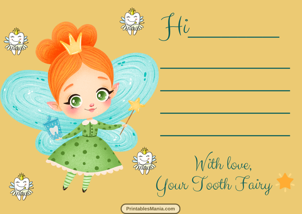 tooth fairy note with fairy illustration