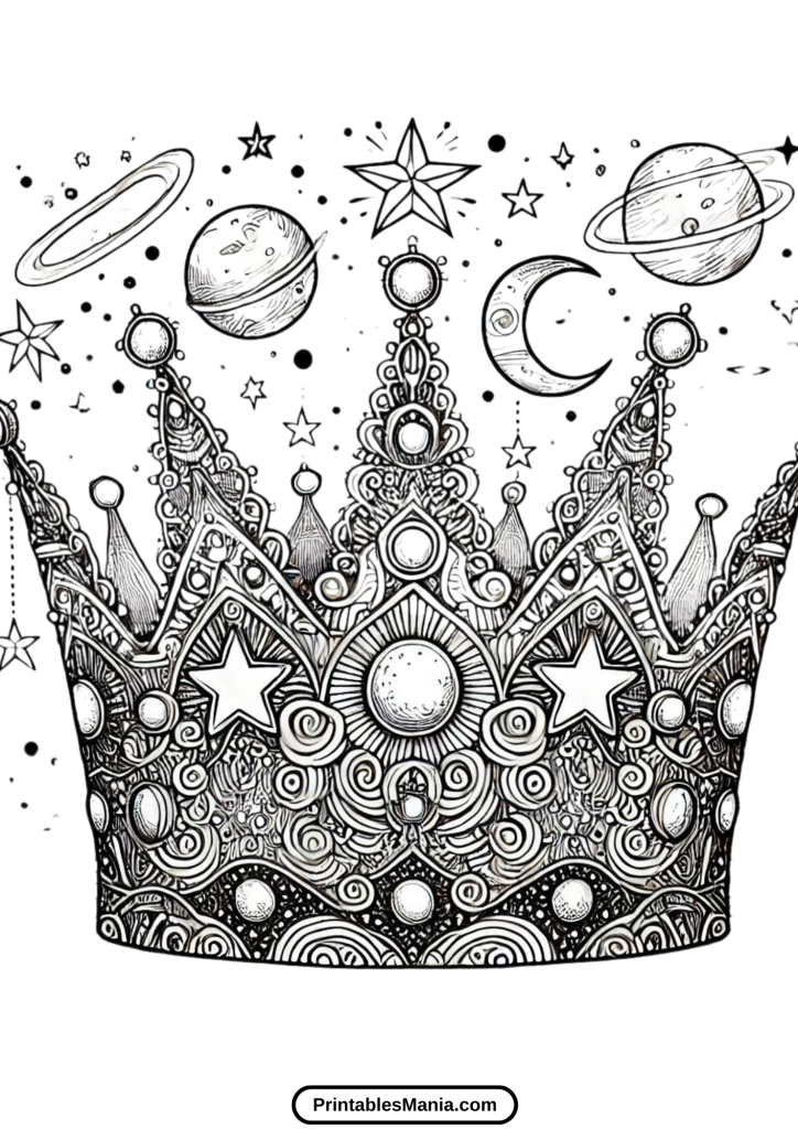 nature-inspired crown coloring page