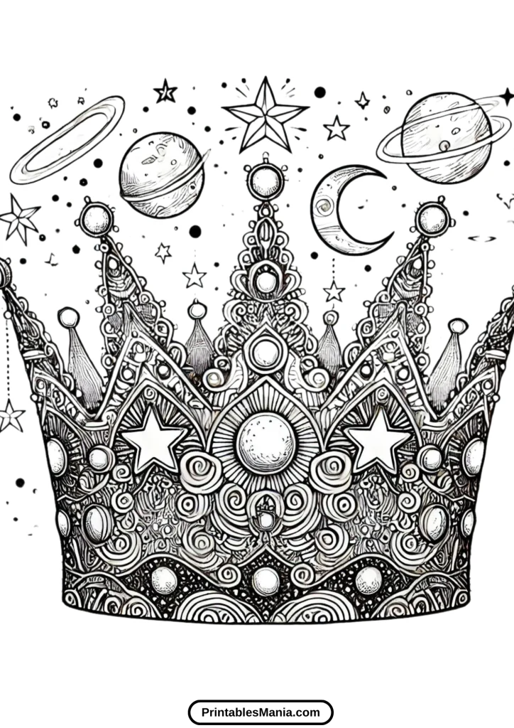 nature-inspired crown coloring page